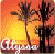 A sunset scene with palm trees silhouetted against an orange sky, featuring the name 'Alyssa' in white script at the bottom left.