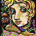 Two pixelated female faces side-by-side with distinct color palettes and clothing details, rendered in a retro digital art style.