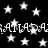 Black background with white stars and repeating text 'ALADIN' in a stylized font, animated with star movement.