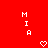 Red background with white pixelated text 'MIA' on left and right, two heart symbols below center.