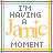 A static pixel art icon with a white background framed by orange and gray lines, displaying text in multiple fonts.
