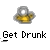 Static pixel art icon featuring a golden beer mug with silver rim and handle on gray background, below which is bold black text reading "Get Drunk" in blocky font.