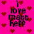 Pixelated text on a bright pink background with red heart symbols, showing 'I love Matt Hepp' in two vertical