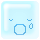 Pixelated light blue square with rounded corners showing a sequence of changing facial features including eyes, mouth shapes, and small circular elements.
