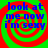 Four identical display blue text on a red-green spiral background with no visible animation changes