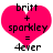 Two identical pink heart-shaped icons with black text reading 'britt + sparkley = 4ever' displayed side-by-side.