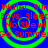 Blue background with four green spiral rings and red text repeating 'Water, Sun Boys Sleep No Skewl Go Summe' in a pattern