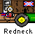 Pixel art animation of a character in a redneck-themed scene with repeated text and background elements.