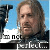 A split-screen image shows a character with long hair and beard in two states: left side with text 'I'm not perfect...' and right side with text 'Just Forgiven', both against outdoor backgrounds.