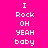 Pixelated text on a bright pink background with alternating magenta highlight , displaying 'I Rock OH YEAH baby' in white block letters