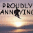 A skier silhouette against a sunset sky with text overlays reading "PROUDLY ANNOYING", "SKIERS SINCE", and "1972".