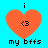 Four identical orange heart icons with '<3' symbols and 'my bfss' text on cyan background, arranged in a