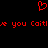 Red pixelated heart symbol above repeated red text reading 'me you Caitl' on a black background.