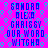 Static pixel art displays repeated text names over a patterned background with cyan and purple hues.