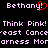 Pixelated text displays 'Bethany!' with a red heart symbol replacing the apostrophe, repeated twice above lines reading 'Think Pink! Think Pink!', 'Breast Cancer', and 'Awareness Mor'.