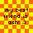 Yellow and orange checkered background with repeated text 'my best friend is ash! ;]' in black pixelated font across four identical sections.