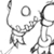 Pixelated grayscale stick figure icon with one arm raised, a circular head shape, and visible dithering on edges against white background.