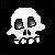 Pixelated white skull on black background with green text 'Original Icons .com' on right side.