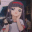 Anime-style character with long dark hair and red headband in gray shirt, hand near face across six showing eye expression changes