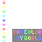 Pixelated icon with repeated text "YOU COLOR MY WORLD" in multicolored letters on dark gray background, surrounded by scattered colored symbols.