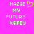 Pixelated text on bright pink background with yellow heart symbol next to 'HAZiIE' on left side.
