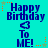 Pixelated blue text reads "Happy Birthday To ME!" on cyan background with animated orange and green star-shaped decorations.
