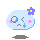Pixelated light blue blob with purple flower, pink cheeks, and sad expression; two variations show eye closure and tear changes.