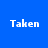 Four blue quadrants display the word 'Taken' in white pixelated text with varying background shades and subtle text distortion across all