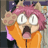 Pixelated anime-style character with pink hair and orange jacket on left, black background with white text "Anime IM" and signature on right.