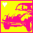 Pixelated icon with bright yellow background, pink border, and white heart in top-left corner.