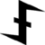 Black pixelated symbol on white background with angular lines forming a stylized shape resembling an arrow or abstract letter.