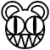 Two side-by-side black-and-white cartoon faces with mouse ears, each featuring a grid-like mouth structure and distinct eye expressions across frames.