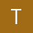 White capital letter T centered on solid brown background with subtle shadow effect.
