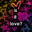 Pixelated icon with vibrant abstract background and text reading 'Is it love?' in blocky font.