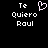 Pixelated text 'Te Quiero Raul' with a pink heart symbol above 'Te' on a black background.