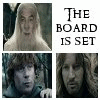 25 static images showing two characters with long hair, alternating text about a chessboard and pieces moving