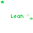 Green text 'Leah' appears below four of green and light-green stars on a white background, with star positions shifting across frames