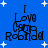 Blue background with white stars and black text reading "I Love Game Roblox" in four identical arranged in a