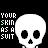 Pixelated white skull with black eye sockets and nose on a black background, repeated in four of five icons each. Text "YOUR SKIN AS A SUIT" appears left of each skull, with "SKIN" highlighted green