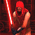 A pixelated animated contact sheet showing a Star Wars Jedi character with red lightsaber and hood, alongside green text reading "Original Icons .com" on dark background.