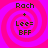 Four identical display a pink and purple spiral background with dark brown text reading "Rach + Lee= BFF" in each