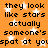 Orange background with white stars and black text repeating 'they look like stars actually someone's spot at you' in pixelated font.
