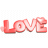 Animated contact sheet showing 10 sequential frames of a pink 'LOVE' text icon with heart accents, displayed on white background with gray transparency area.