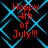 Red text reading "Happy 4th of July!!!" appears over a black background with blue geometric lines, repeated in four identical quadrants.