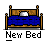 Animated contact sheet of a pixel art character interacting with a bed across nine frames showing movement and position changes.