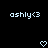 Pixelated text 'ashly<3' appears twice on a black background with two pixel hearts below, each heart showing slight animation differences.