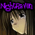 Pixelated anime-style character with brown hair and large eyes, shown in three views with text overlays.