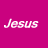 Pink background with white text reading "Jesus is my rock", "my sword and", and "my salvation" in three