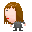 Pixel art character with brown hair and gray clothing in multiple poses showing head turns and mouth expressions.