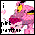 Pixelated static icon featuring a pink cartoon panther with yellow eyes and red hair, next to text reading "i pink Panther" and a small pixel heart.